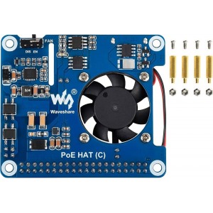 Carte d'alimentation PoE HAT (C) pour Raspberry Pi 4B/3B+, avec ventilateur de refroidissement