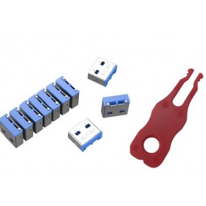 kit de verrouillage de port USB Aucas, modèle ACPT-USB-BU-100 avec 5 clés de déverrouillage rouges. kit de verrouillage de port USB Aucas, modèle ACPT-USB-BU-100 avec 5 clés de déverrouillage rouges.